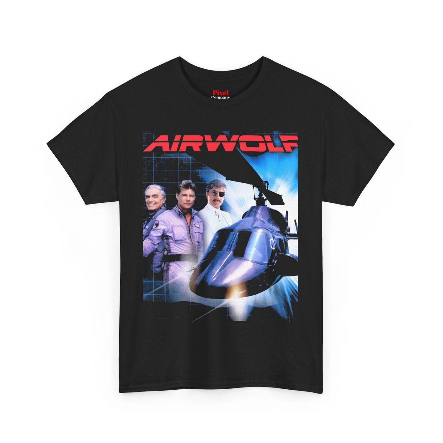 Airwolf 80s action helicopter TV show graphic t-shirt, unisex heavy-cotton