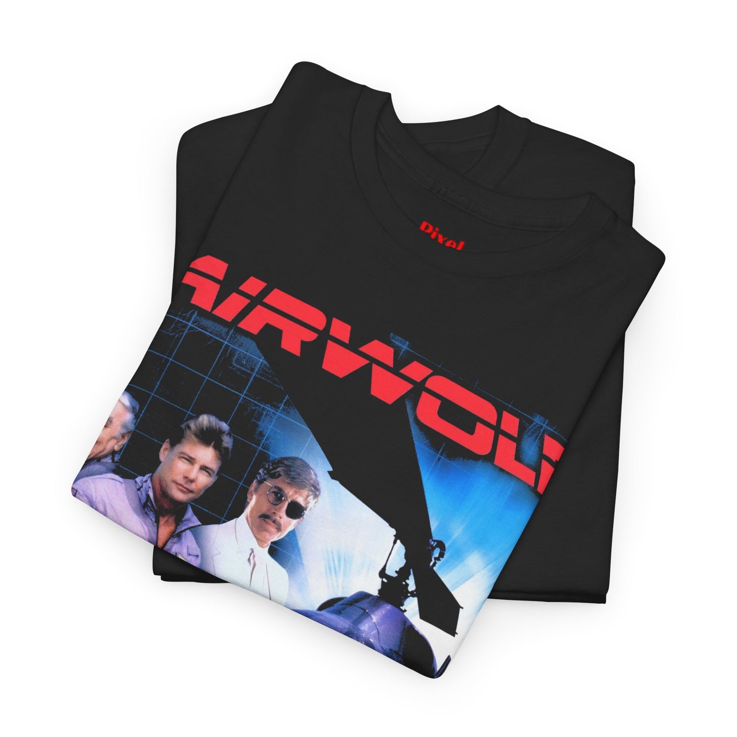 Airwolf 80s action helicopter TV show graphic t-shirt, unisex heavy-cotton