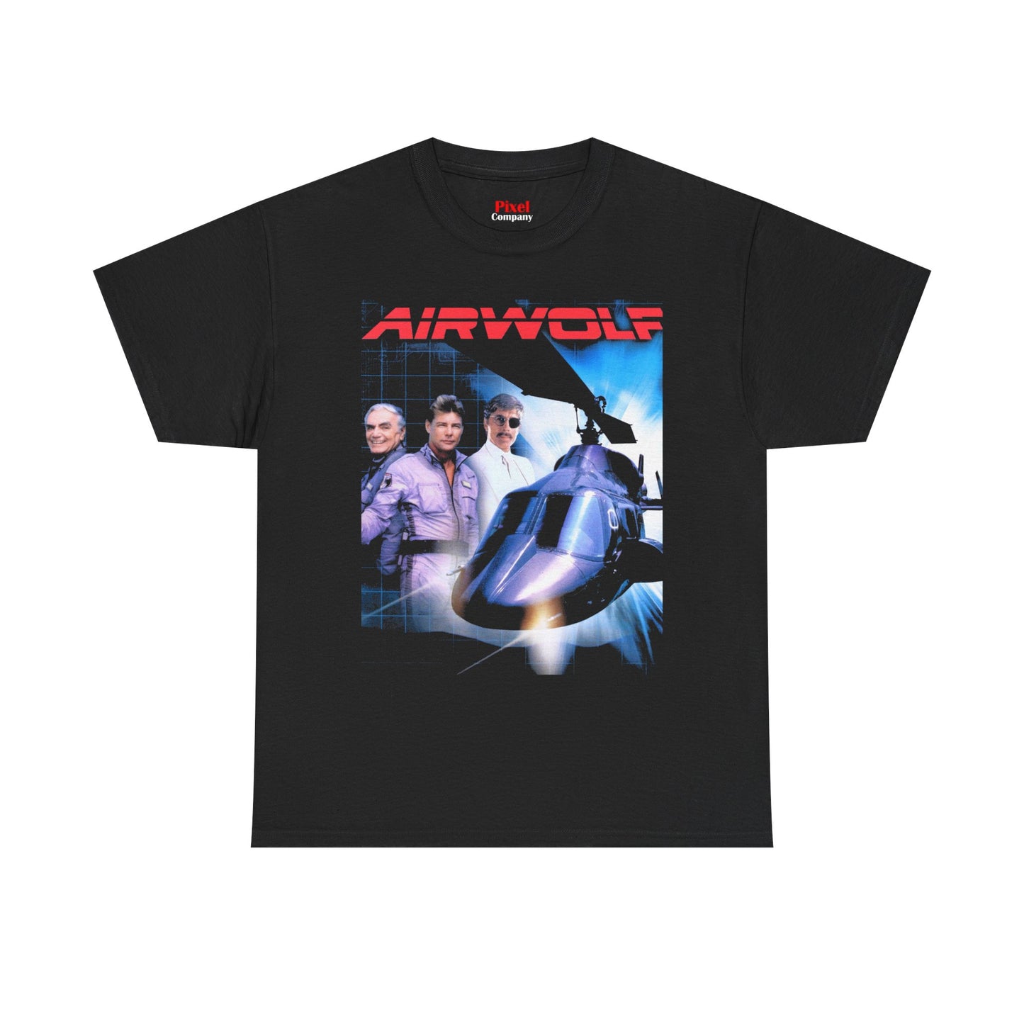 Airwolf 80s action helicopter TV show graphic t-shirt, unisex heavy-cotton